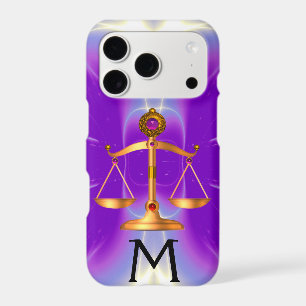 GOLD SCALES OF LAW ,GEM STONES MONOGRAM Purple