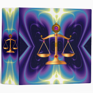GOLD SCALES OF LAW WITH GEM STONES ,Justice Symbol Binder