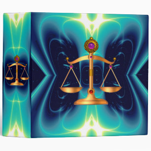 GOLD SCALES OF LAW WITH GEM STONES ,Justice Symbol Binder