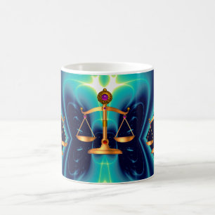 GOLD SCALES OF LAW WITH GEM STONES ,Justice Symbol Coffee Mug