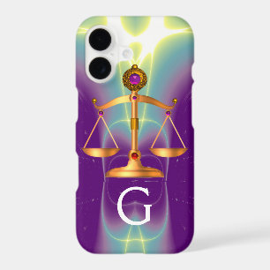 GOLD SCALES OF LAW WITH GEM STONES MONOGRAM