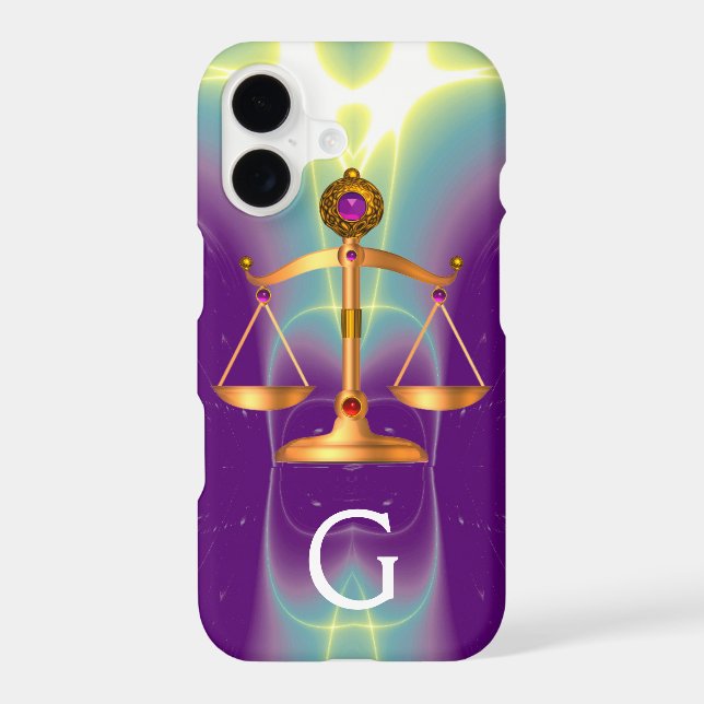 GOLD SCALES OF LAW WITH GEM STONES MONOGRAM (Back)