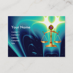 GOLD SCALES OF LAW WITH GEM STONES MONOGRAM BUSINESS CARD