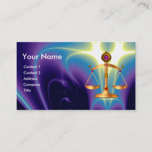 GOLD SCALES OF LAW WITH GEM STONES MONOGRAM BUSINESS CARD