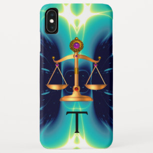 GOLD SCALES OF LAW WITH GEM STONES MONOGRAM iPhone XS MAX CASE