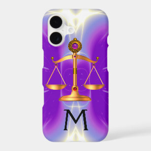 GOLD SCALES OF LAW WITH GEM STONES MONOGRAM Pink