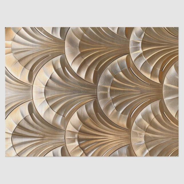 Gold Scallop Pattern Art Deco Decoupage Tissue Paper (Front)