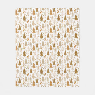 Gold Scandinavian Style Christmas Tree Pattern Fleece Blanket