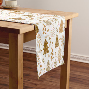 Gold Scandinavian Style Christmas Tree Pattern Medium Table Runner
