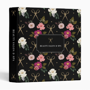 Gold Scissor Watercolor Floral Pattern Beauty Binder