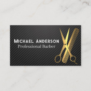 Gold Scissors and Comb   Carbon Fibre Business Card