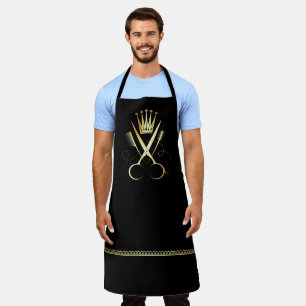 Gold scissors & black hairstylist uniform salon ap apron