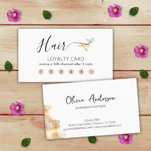 Gold Scissors Hairstylist Hairdresser Beauty Salon Loyalty Card