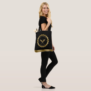 Gold Scissors Hairstylist Logo Design Tote Bag