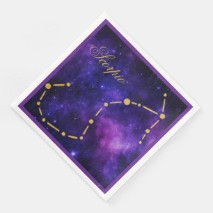 Gold Scorpio Constellation on Dark Galaxy Napkin