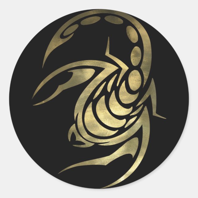 Gold Scorpio Scorpion Classic Round Sticker (Front)