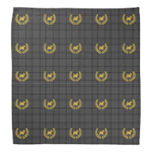 Gold Scottie and Wreath Charcoal Plaid