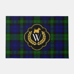 Gold Scottie, Wreath and Monogram Doormat
