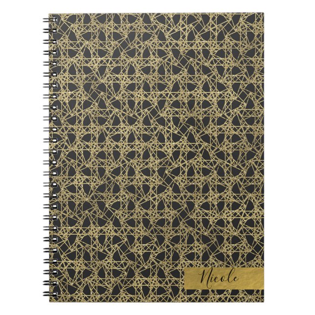 Gold Scratch Golden Modern Glamour Personalized Notebook (Front)