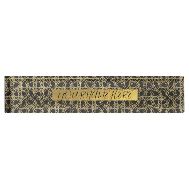 Gold Scratch Golden Modern Glamour Unique Elegant Nameplate (Front)