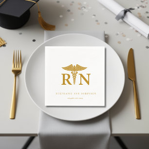 Gold Script 2025 Nurse Graduation Party  Napkin