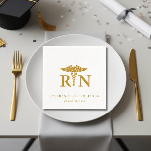 Gold Script 2026 Nurse Graduation Party Napkin