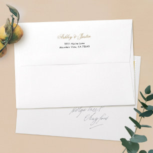 Gold Script 5 x 7 Return Address Template Wedding Envelope