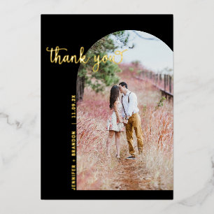 Gold Script arch photo thank you Foil Card