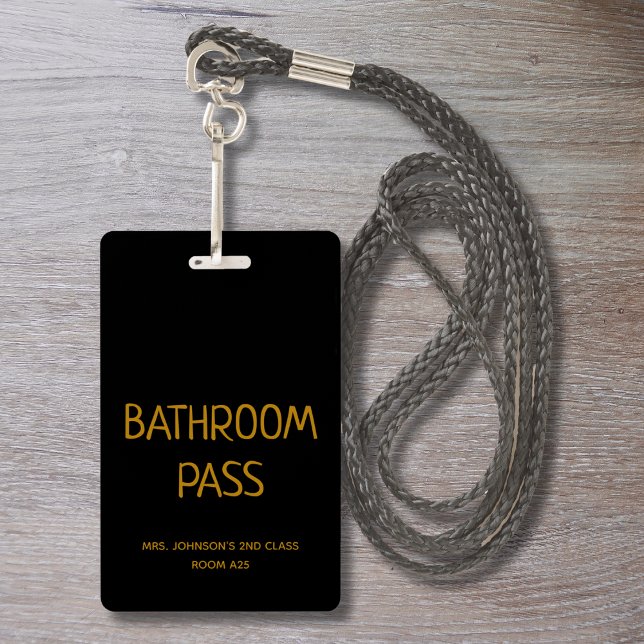 Gold Script Back To School Bathroom Hall Pass Badge (Creator Uploaded)