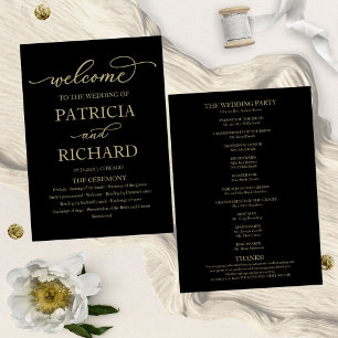 Gold Script Black Mariage programme de cérémonie