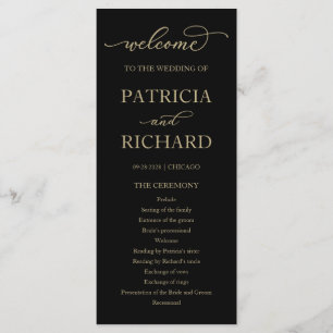 Gold Script Black Wedding Ceremony Program