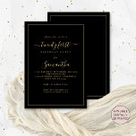 Gold Script Border 21st Birthday Party Black Invitation<br><div class="desc">Gold Script Border 21st Birthday Party Black. Available digitally or printed. A minimalist modern text design in classy black and gold for your twenty first which is fully customisable, with a single line border. Change the words as required and you can also change text and background colours as well as...</div>