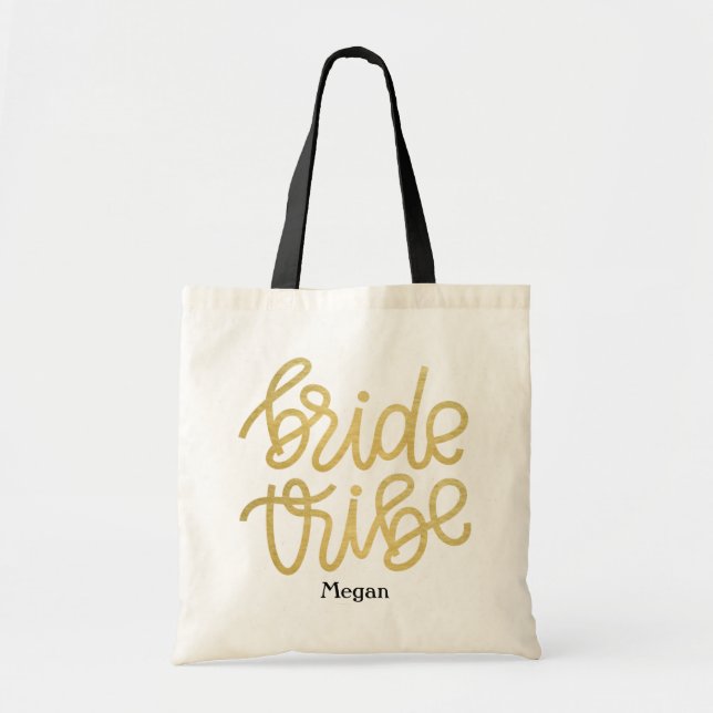 Gold Script Bride Tribe Tote Bag (Front)