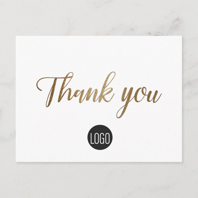 Gold script Business Thank you Postcard (Front)