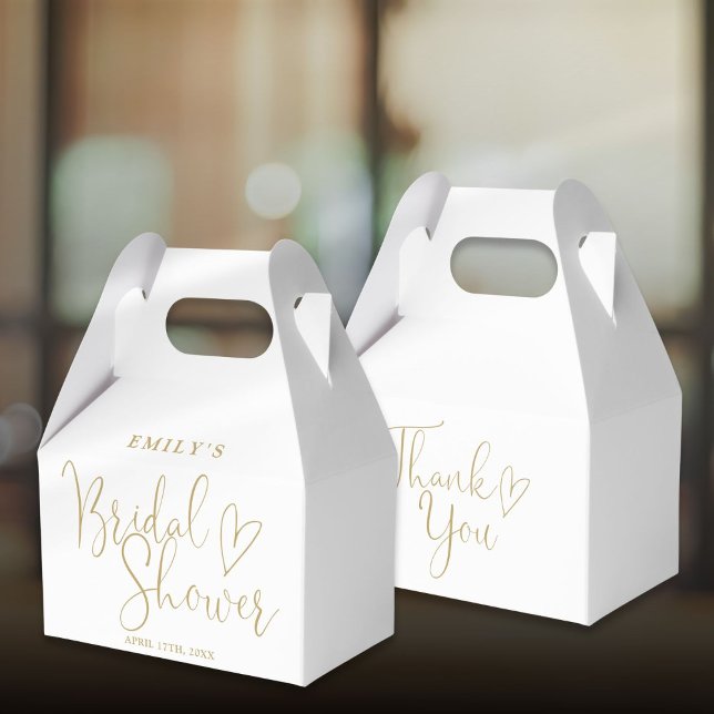 Gold Script Calligraphy Bridal Shower Favor Box (Gold Script Calligraphy Bridal Shower Favor Boxes)