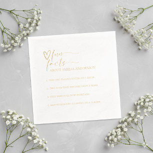 Gold Script Calligraphy Fun Facts Wedding Foil Napkins