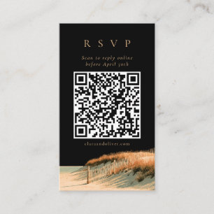 Gold Script Cape Cod Wedding QR Code RSVP Card