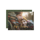 Gold script Christmas stars 1 photo green holiday