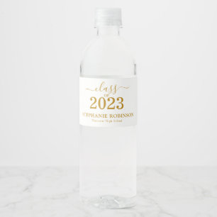 Gold Script Class of 2023 Graduation Party Water Bottle Label