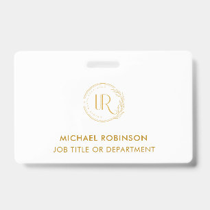 Gold Script Company Logo ID Custom Employee Staff  Badge