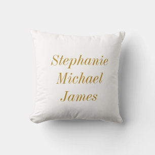 Gold Script Custom Family Names Mother's Day Throw Pillow