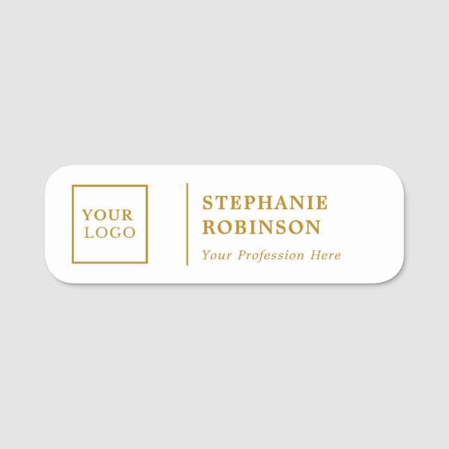 Gold Script Custom Logo Name Title Tag (Front)