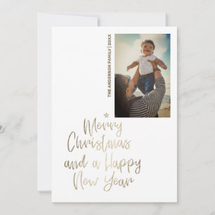 Gold Script Custom Photo Christmas Holiday Card