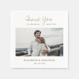 Gold Script Custom Photo Wedding Napkin