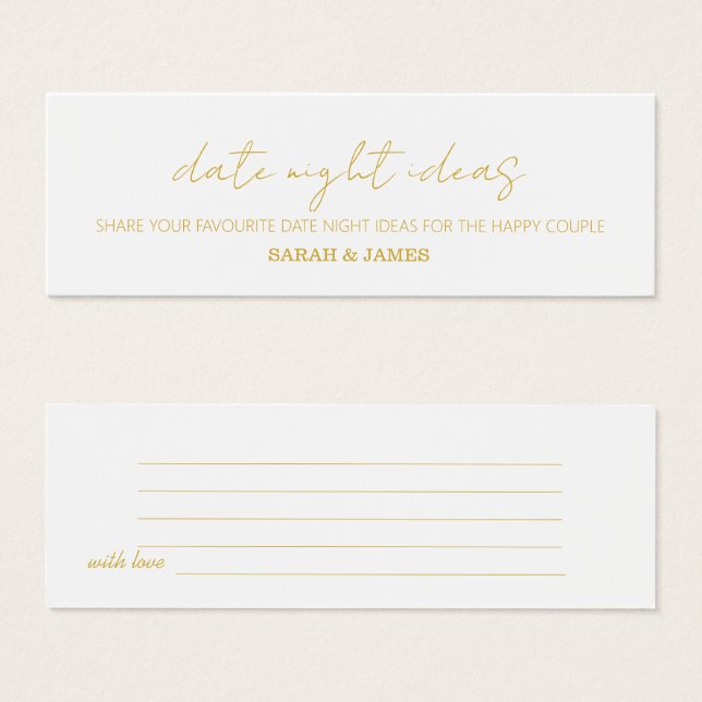 Gold Script Date Night Bridal Wedding Shower Card (Front & Back)