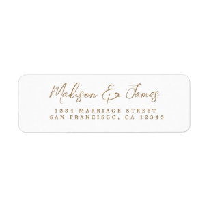 Gold Script Elegant Mariage Adresse de retour