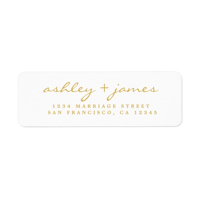 Gold Script Elegant Wedding Return Address (Front)