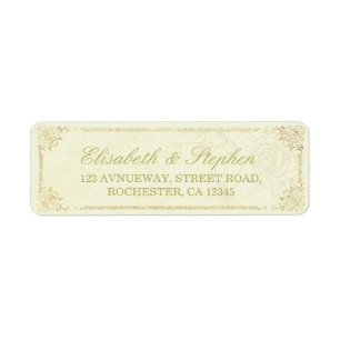 Gold Script Floral Frame Wedding Address Label