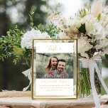 Gold Script Fun Facts Photo Wedding Table Number<br><div class="desc">These creative, Fun Facts about the bride and groom wedding table numbers will entertain your reception guest with fun and interesting information about your love story and personalities. The gold and white design features hand-lettered calligraphy script and a classic serif font as well as one of your photos. Use a...</div>