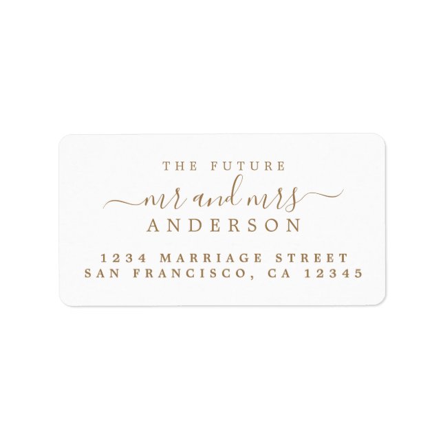 Gold Script Future Mr Mrs Return Address Label (Front)